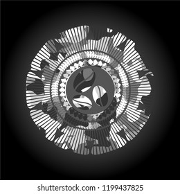 coffee bean icon inside grey camouflage texture