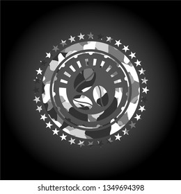 coffee bean icon inside grey camo texture