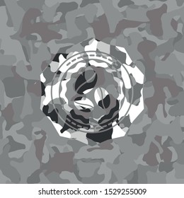 coffee bean icon inside grey camo texture