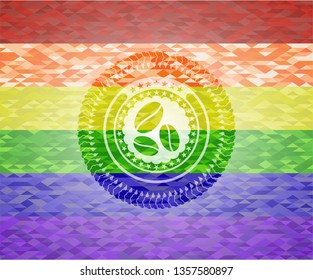 coffee bean icon inside lgbt colors emblem 
