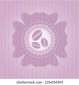 coffee bean icon inside pink emblem