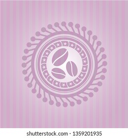 coffee bean icon inside pink icon or emblem