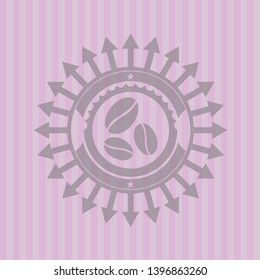 coffee bean icon inside pink emblem
