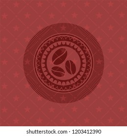 coffee bean icon inside realistic red emblem
