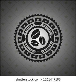 coffee bean icon inside realistic dark emblem