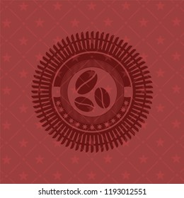 coffee bean icon inside red emblem