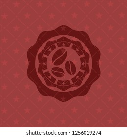 coffee bean icon inside red emblem. Vintage.