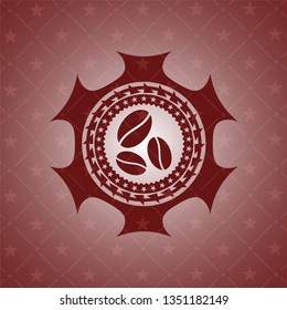 coffee bean icon inside red icon or emblem