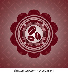 coffee bean icon inside red icon or emblem