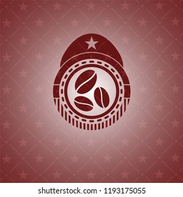 coffee bean icon inside retro red emblem