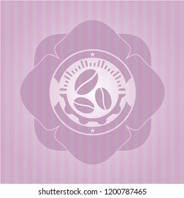 coffee bean icon inside retro pink emblem