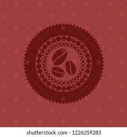 coffee bean icon inside retro red emblem