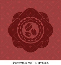 coffee bean icon inside retro red emblem