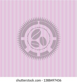 coffee bean icon inside retro style pink emblem