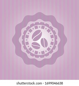 coffee bean icon inside retro pink emblem