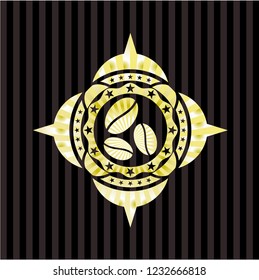coffee bean icon inside shiny badge