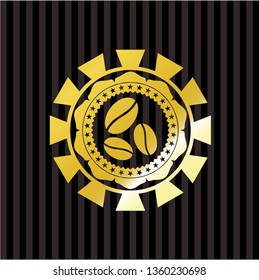 coffee bean icon inside shiny emblem