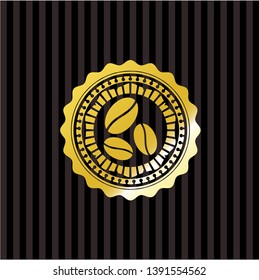 coffee bean icon inside shiny emblem