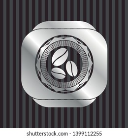 coffee bean icon inside silver emblem