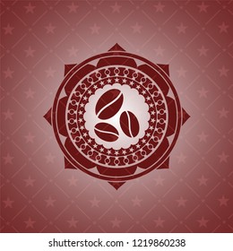 coffee bean icon inside vintage red emblem