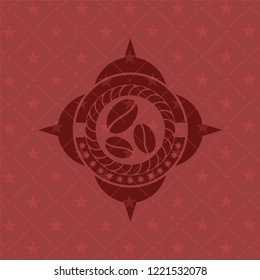 coffee bean icon inside vintage red emblem