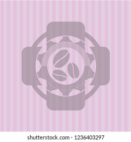 coffee bean icon inside vintage pink emblem