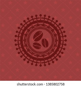 coffee bean icon inside vintage red emblem