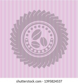 coffee bean icon inside vintage pink emblem