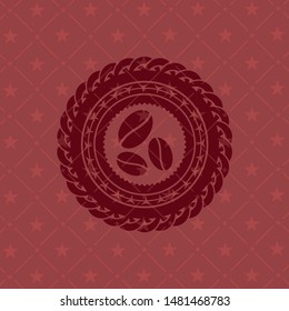 coffee bean icon inside vintage red emblem
