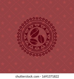 coffee bean icon inside vintage red emblem