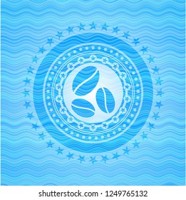 coffee bean icon inside water concept emblem background.