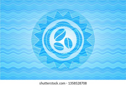 coffee bean icon inside water representation badge.