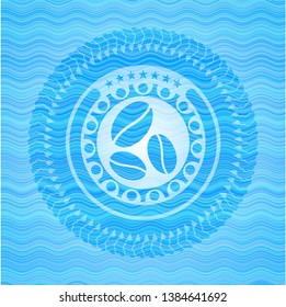 coffee bean icon inside water representation badge.