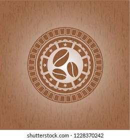 coffee bean icon inside wood emblem