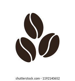 Coffee Bean Icon Isolated, Dark Brown Flat Vector Coffee Beans Sign; Emblem For Coffee Shops And Cafe