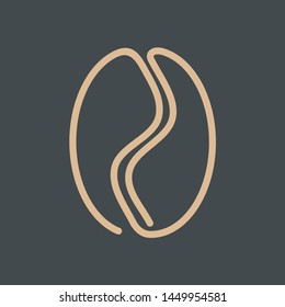 Coffee bean icon isolated on dark background. Vector illustration