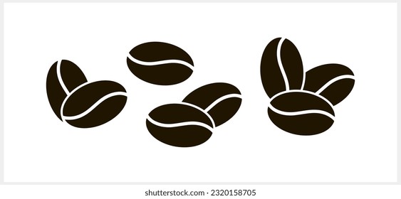 Coffee bean icon isolated. Stencil food drink clipart. Vector stock illustration EPS 10