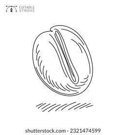 Icono de judía de café. Línea Art. Curso editable