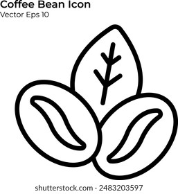 Coffee Bean Icon in Line Style. Coffee Bean Line Illustration.