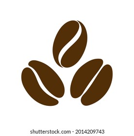 Coffee bean icon. Logo for seed or grain of coffee for cafe. Black espresso, arabica, cappuccino and latte. Symbol of caffeine isolated on white background. Silhouette for design of logotype. Vector.