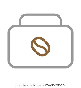 Coffee bean icon on a bag. Concept of business, work, and coffee break.