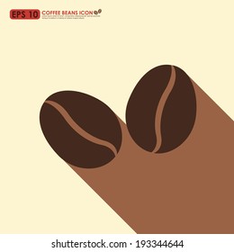Coffee bean icon on beige background