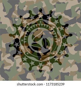 coffee bean icon on camo pattern