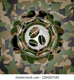 coffee bean icon on camo texture