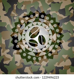 coffee bean icon on camo pattern