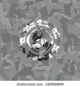 coffee bean icon on grey camo pattern