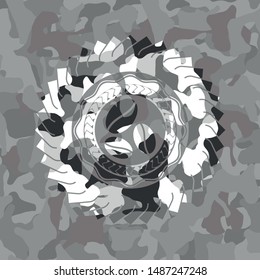 coffee bean icon on grey camo pattern