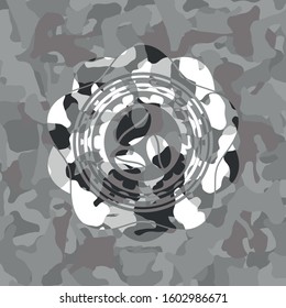 coffee bean icon on grey camouflaged texture
