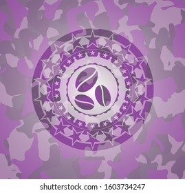 coffee bean icon on pink camouflage pattern