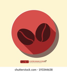 Coffee bean icon on red circle background